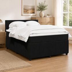 Premium Double Box Spring Bed with Pocket Mattress in Black Velvet