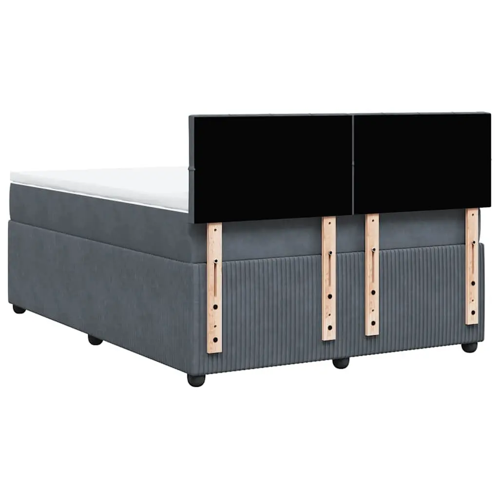 Grey Velvet Box Spring Bed with Pocket Spring Mattress