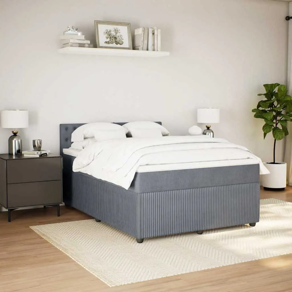 Double Box Spring Bed with Velvet Upholstered Frame