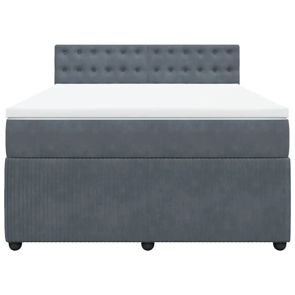 Double Box Spring Bed with Velvet Upholstered Frame