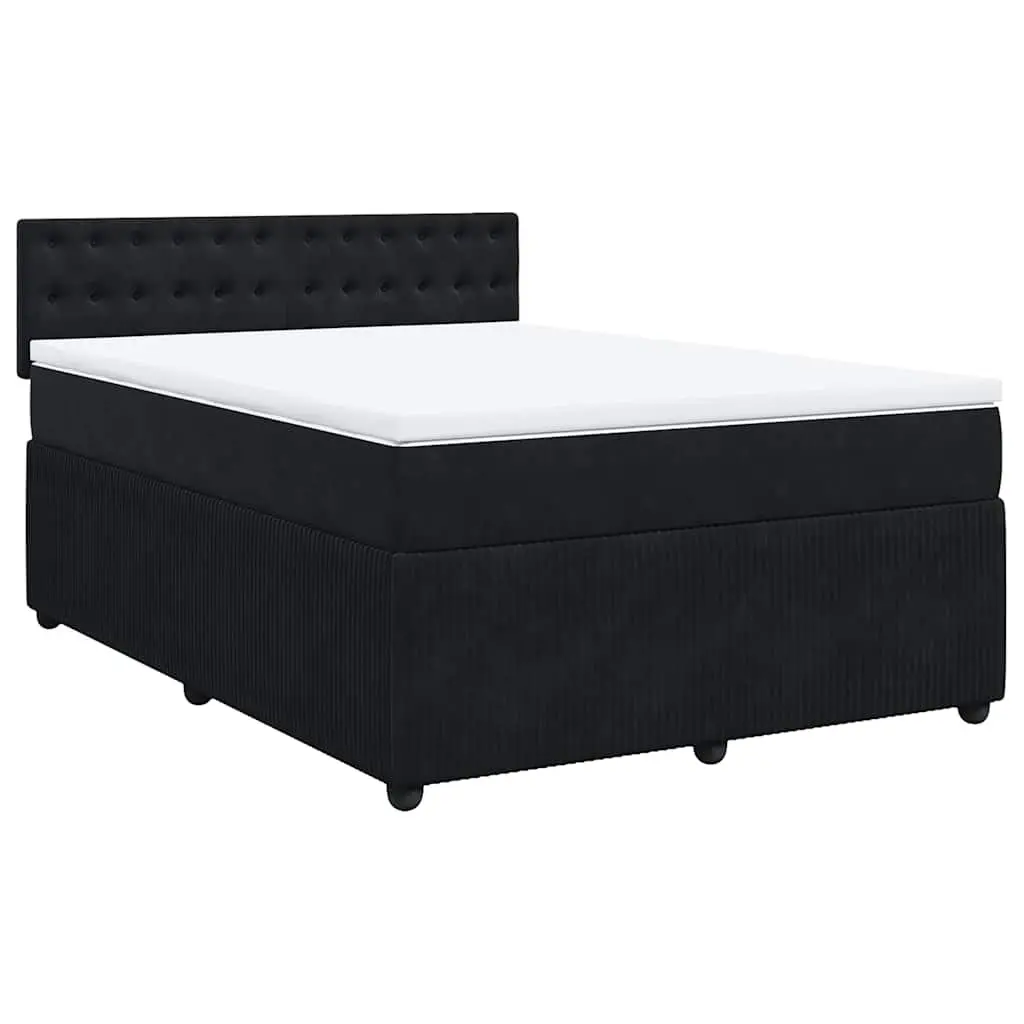 Double Black Velvet Box Spring Bed with Pocket Spring Mattress