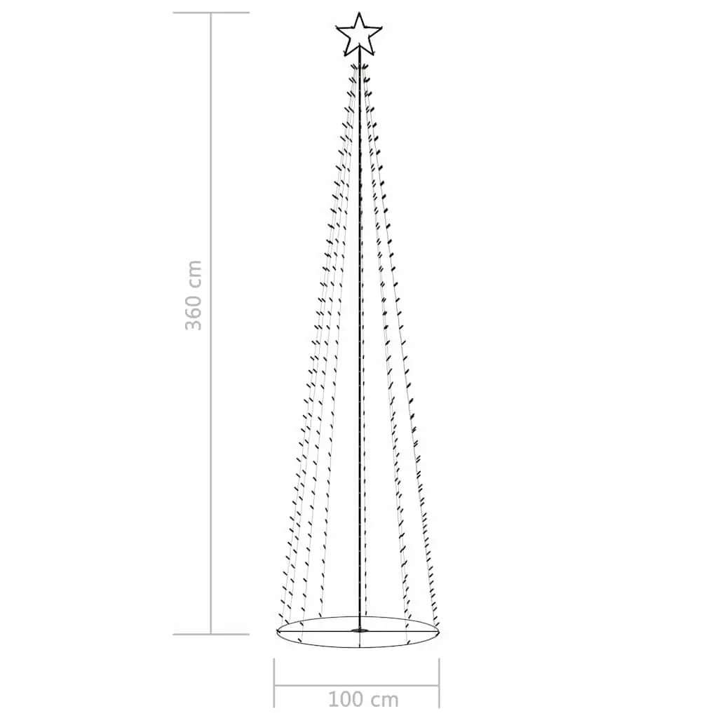 Christmas Cone Tree 400 LEDs 100cm Base Diameter 360cm Height Warm White Indoor Outdoor Decoration