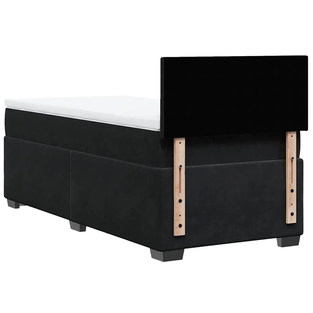Box Spring Bed Pocket Spring Mattress King Single Black Polyester Fabric with Adjustable LED Lights