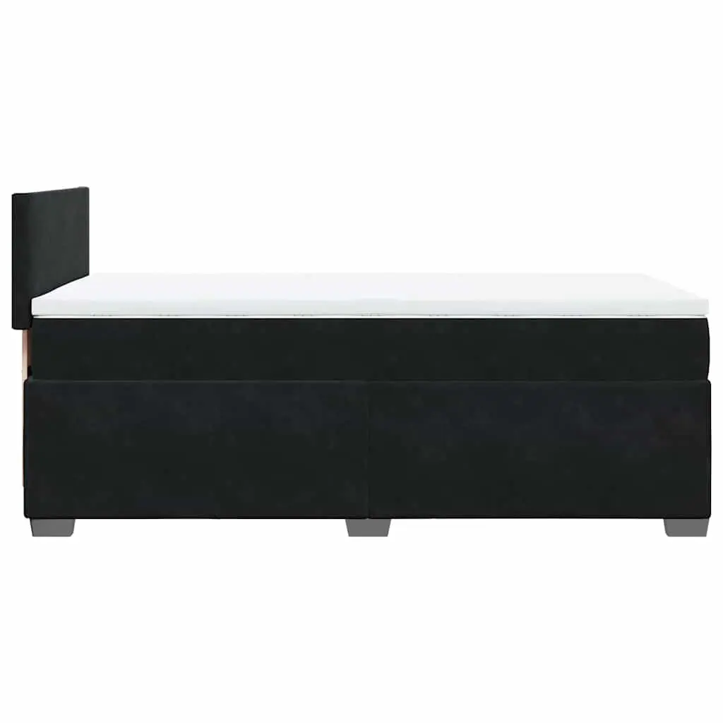 Box Spring Bed Pocket Spring Mattress King Single Black Polyester Fabric with Adjustable LED Lights