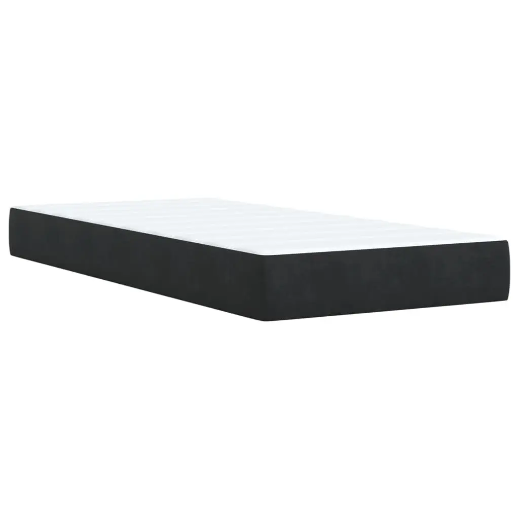 Box Spring Bed Pocket Spring Mattress King Single Black Polyester Fabric with Adjustable LED Lights