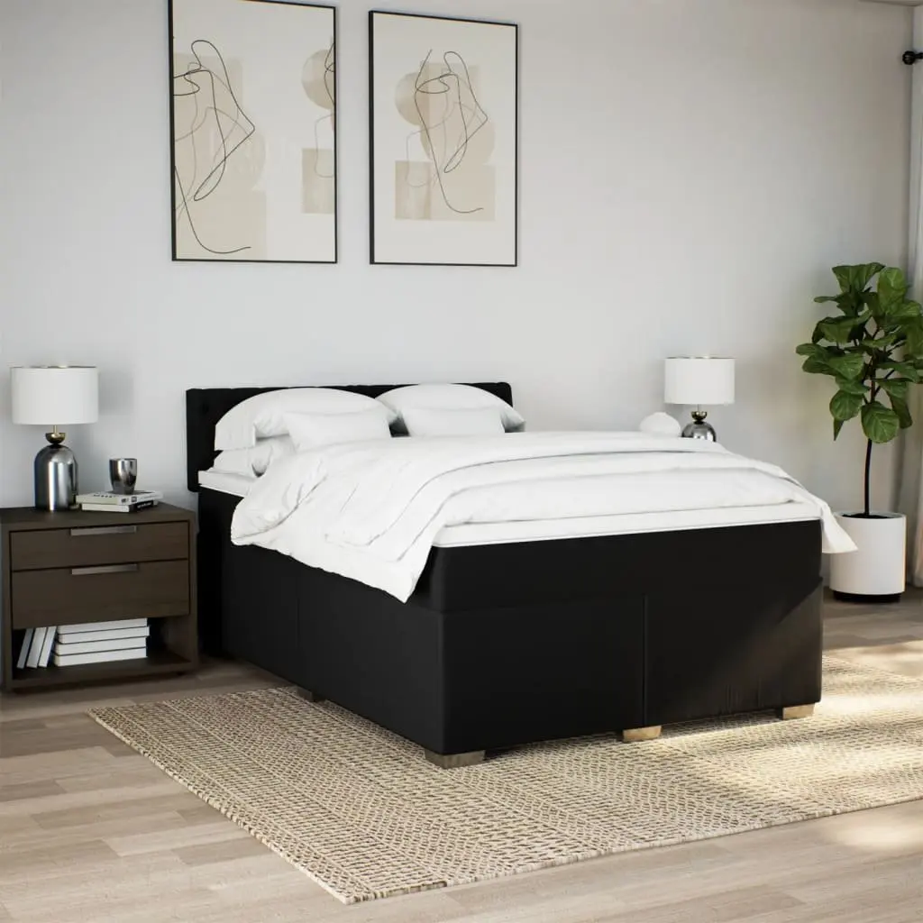 Double Box Spring Bed with Pocket Mattress and LED Lights
