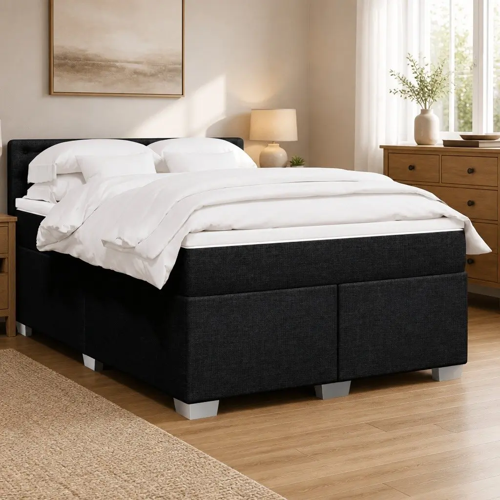 Double Box Spring Bed with LED Pocket Spring Mattress
