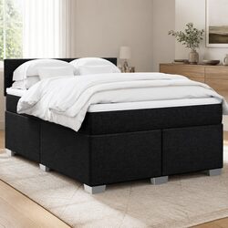 Queen Bed with Pocket Mattress and LED Lights in Black