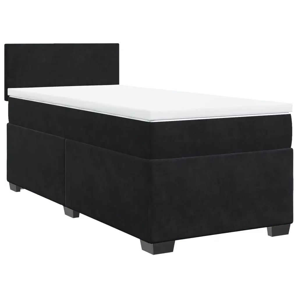 Black Velvet King Single Box Spring Bed with LED Lights