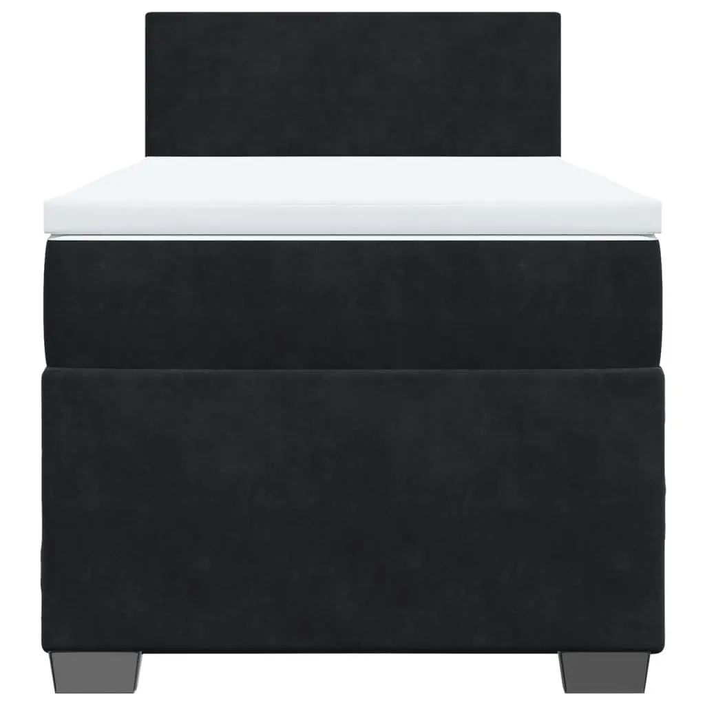 Black Velvet King Single Box Spring Bed with LED Lights