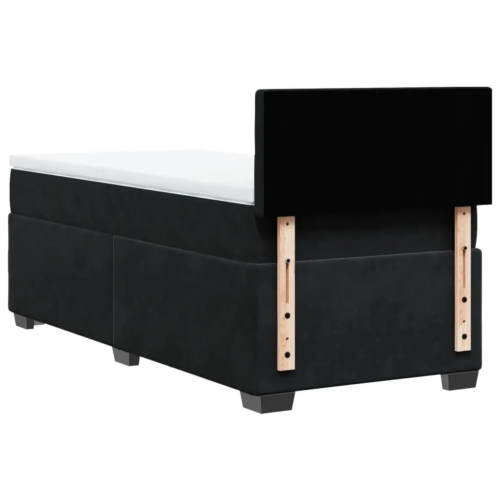 Black Velvet King Single Box Spring Bed with Mattress and LED