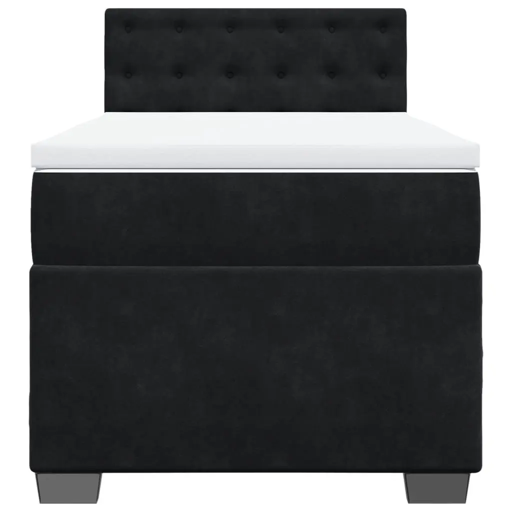 Black Velvet King Single Box Spring Bed with Mattress and LED