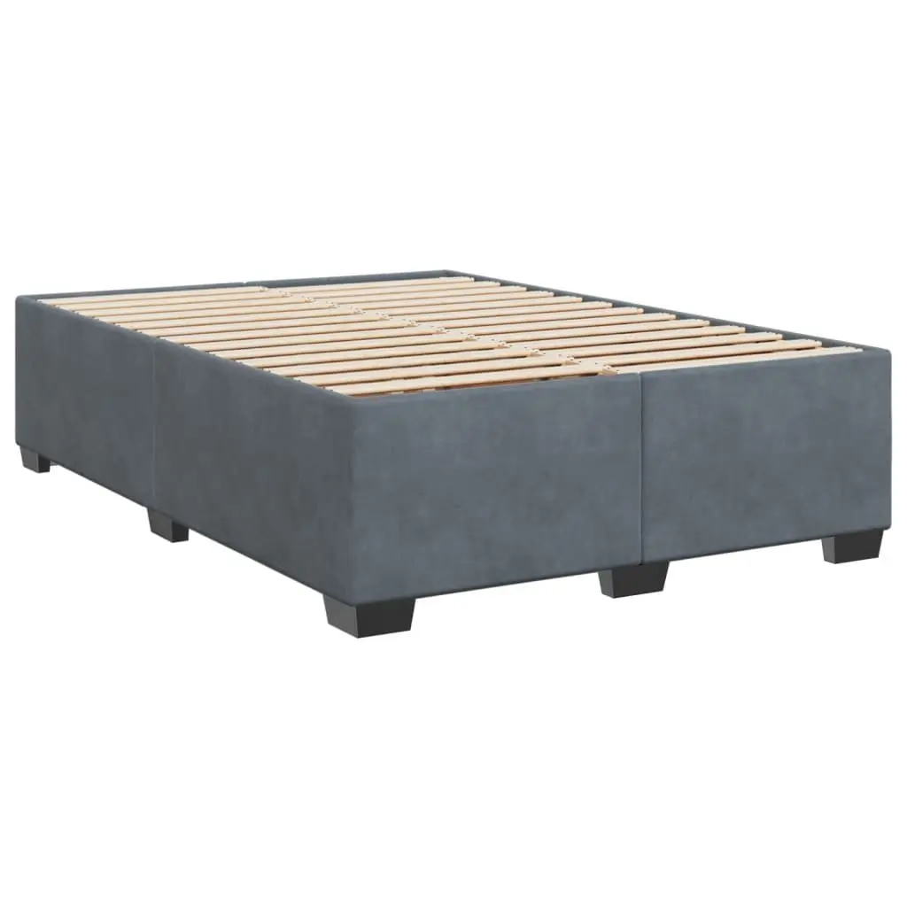 Double Box Spring Bed with Velvet Frame and LED