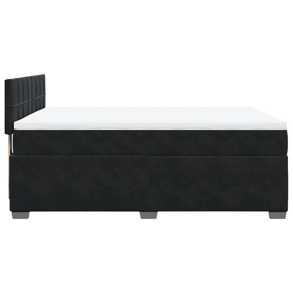 Queen Velvet Box Spring Bed with LED Pocket Spring Mattress