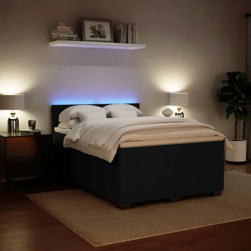 Queen Velvet Box Spring Bed with LED Pocket Spring Mattress