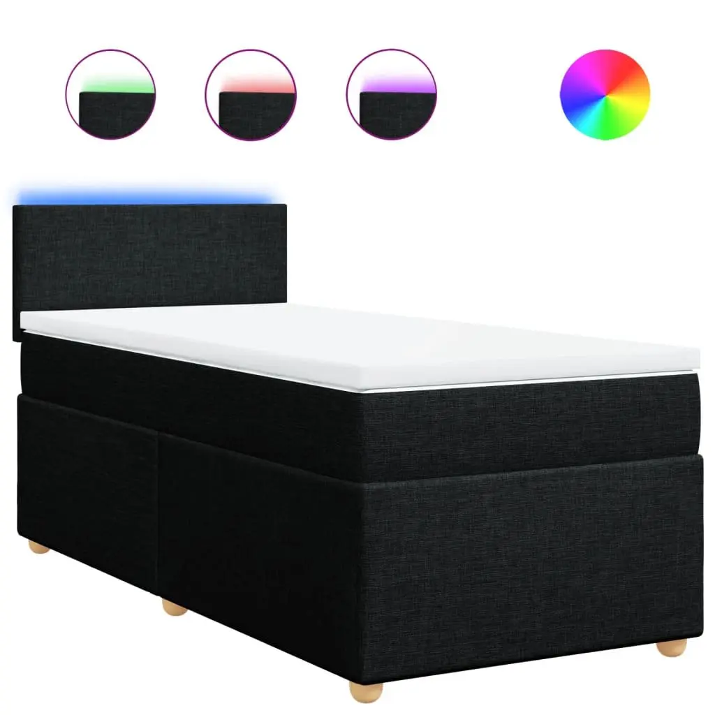 King Single Box Spring Bed with Pocket Mattress and LED Lights