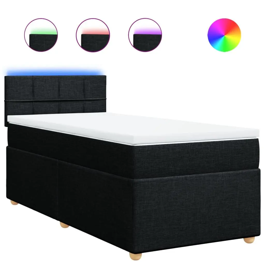 Box Spring Bed Pocket Spring Mattress King Single Black Fabric