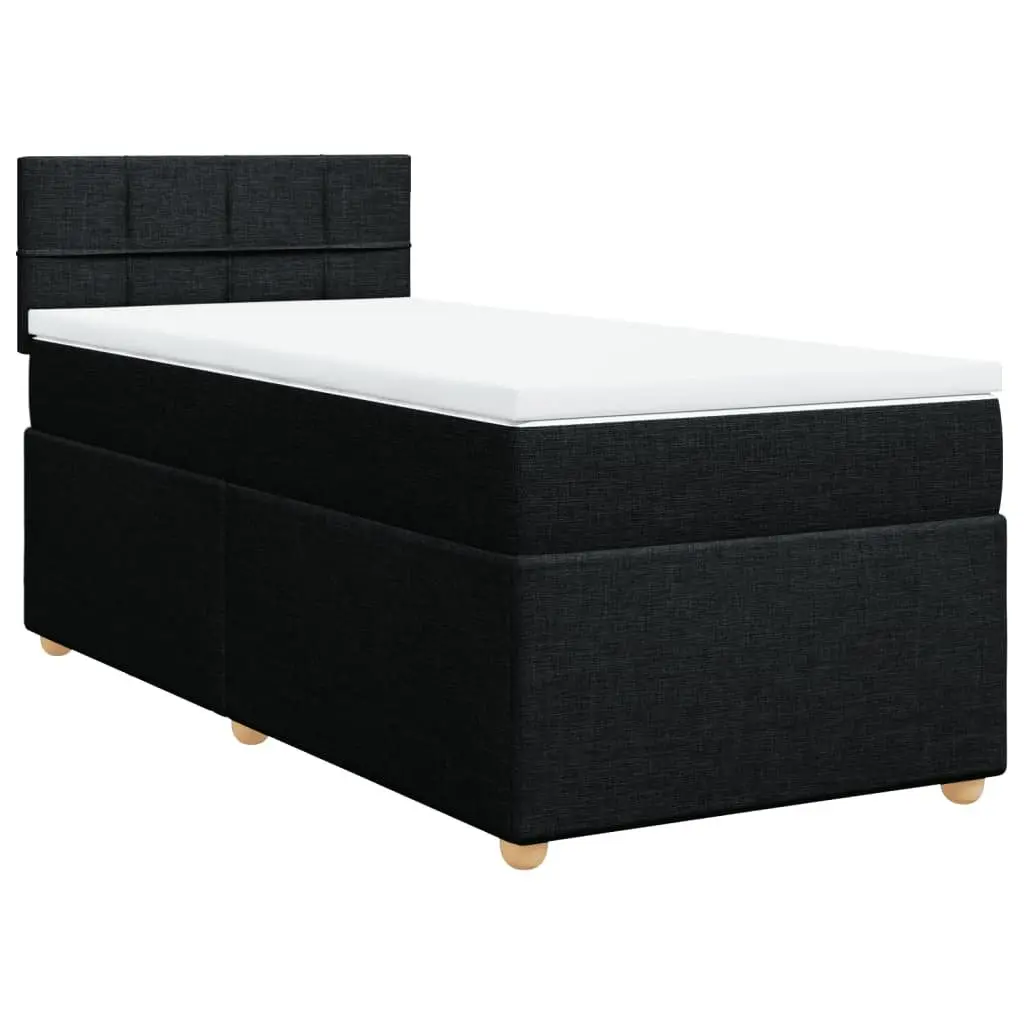 Box Spring Bed Pocket Spring Mattress King Single Black Fabric