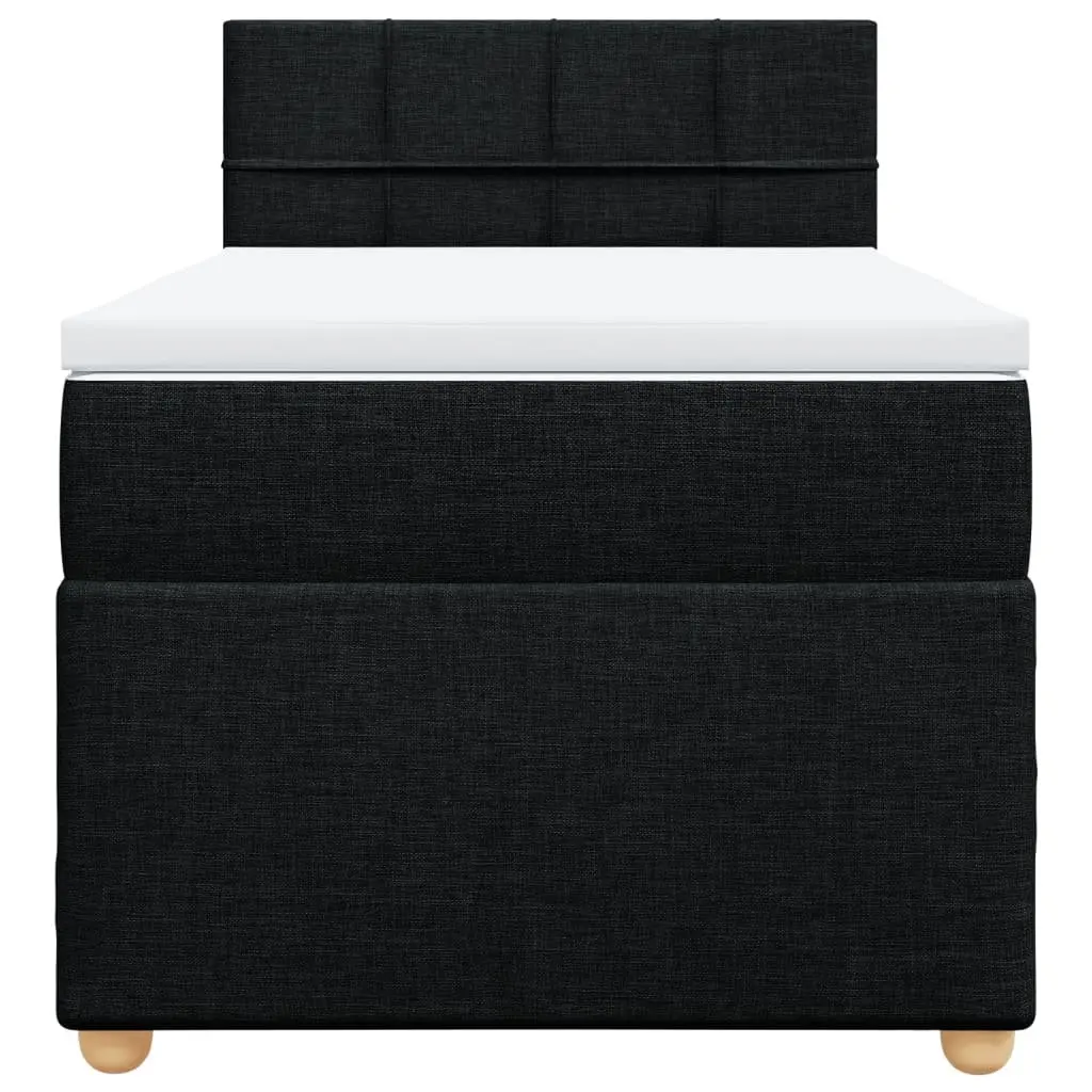 Box Spring Bed Pocket Spring Mattress King Single Black Fabric