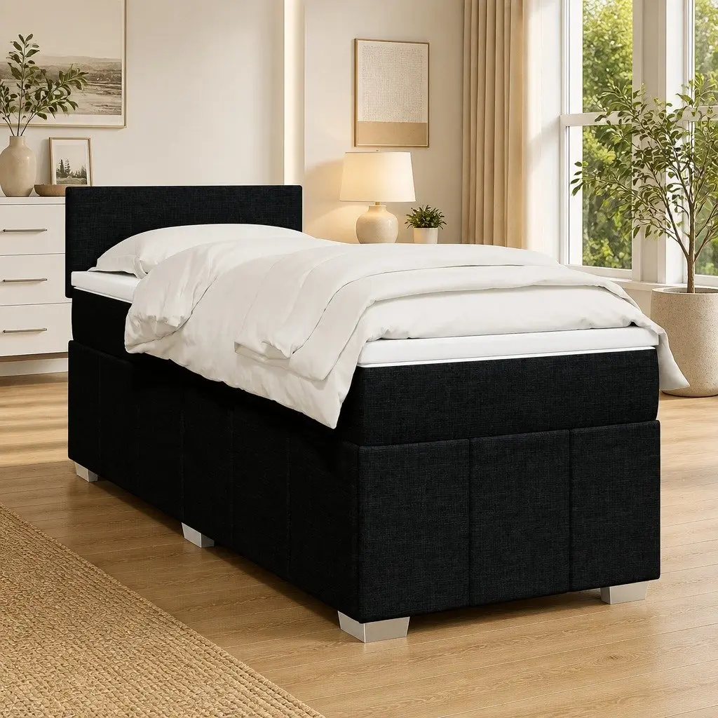 King Single Box Spring Bed with Pocket Mattress and LED