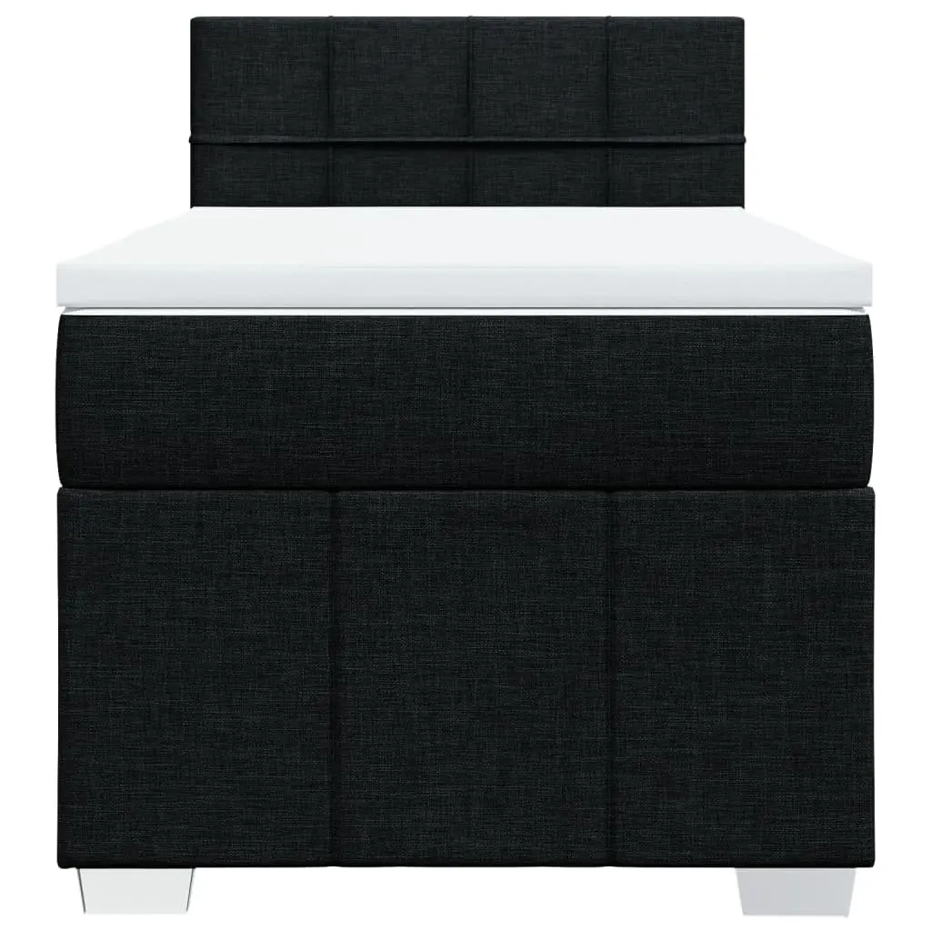 Box Spring Bed Pocket Spring Mattress King Single Black Fabric LED Lights