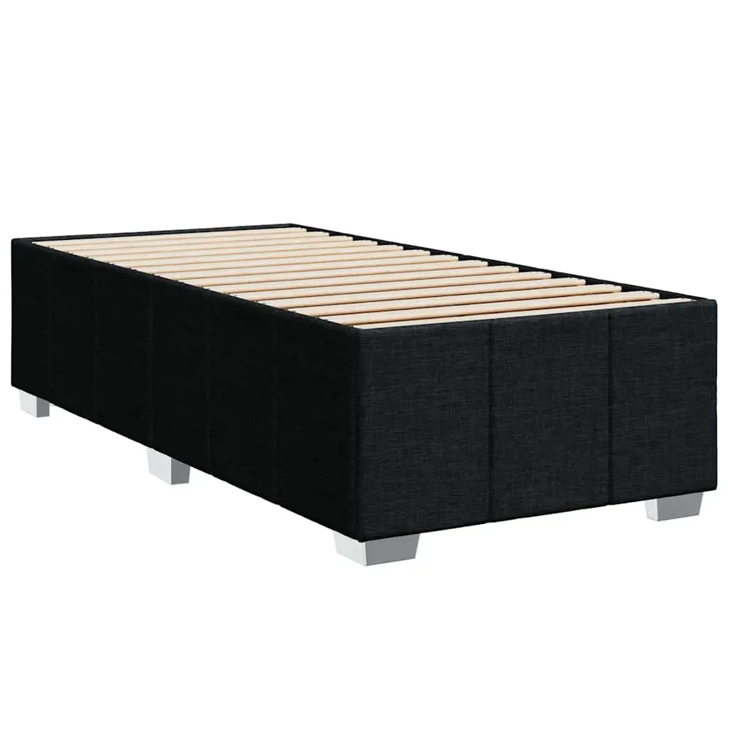 Box Spring Bed Pocket Spring Mattress King Single Black Fabric LED Lights