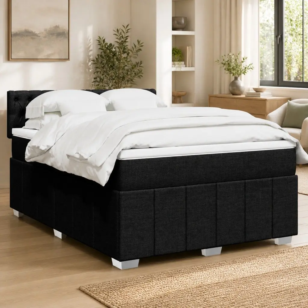 Box Spring Bed Pocket Spring Mattress Polyester Fabric Black