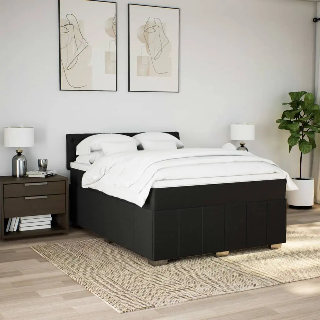 Box Spring Bed Pocket Spring Mattress Polyester Fabric Black