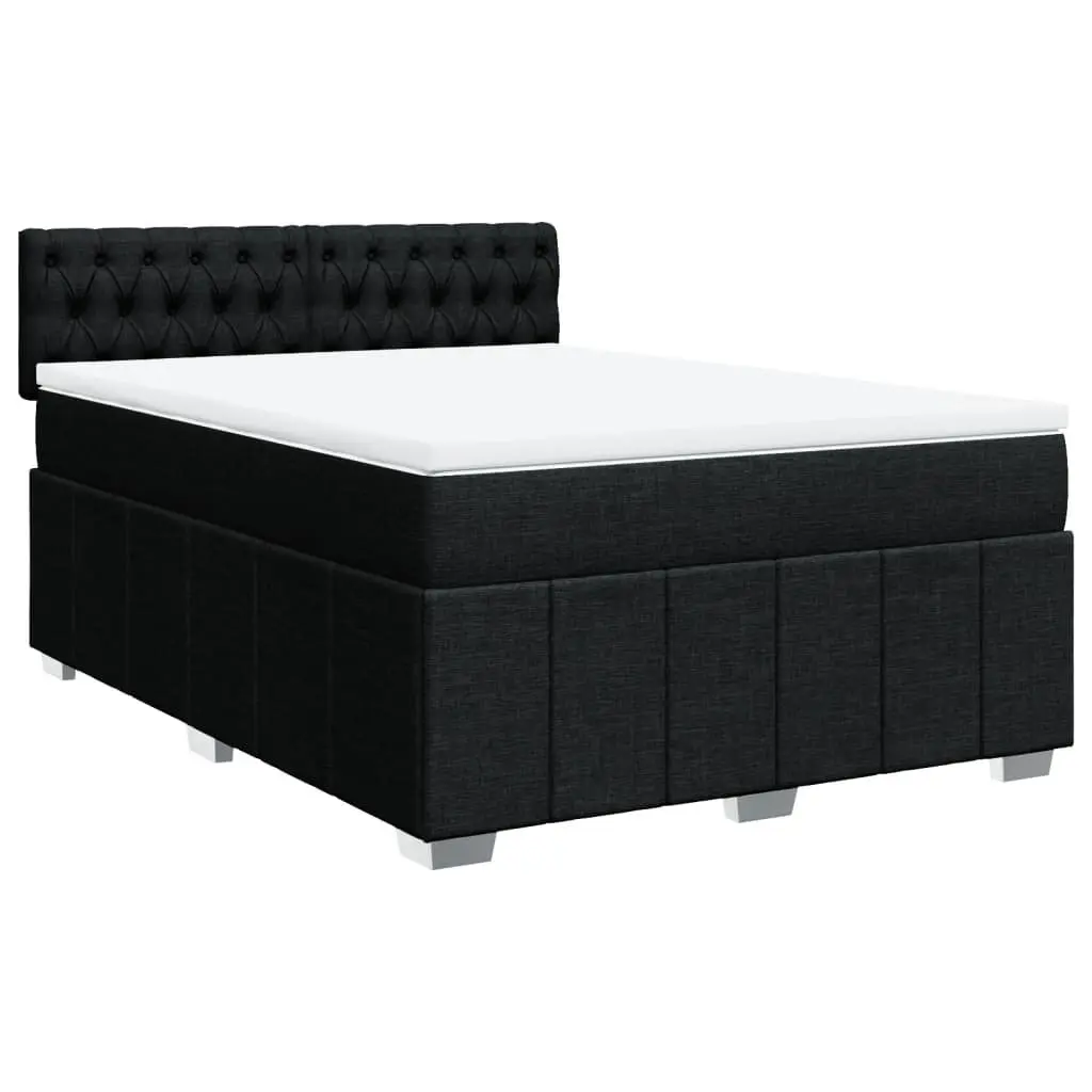 Box Spring Bed Pocket Spring Mattress Polyester Fabric Black