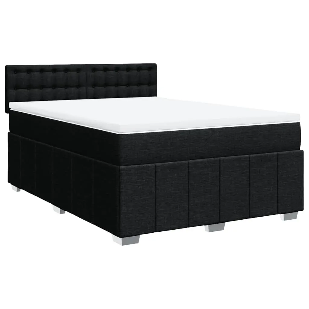 Box Spring Bed Pocket Spring Mattress Black Polyester Fabric with LED Lights