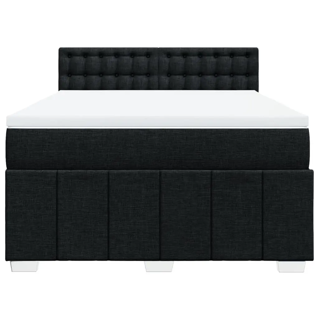 Box Spring Bed Pocket Spring Mattress Black Polyester Fabric with LED Lights