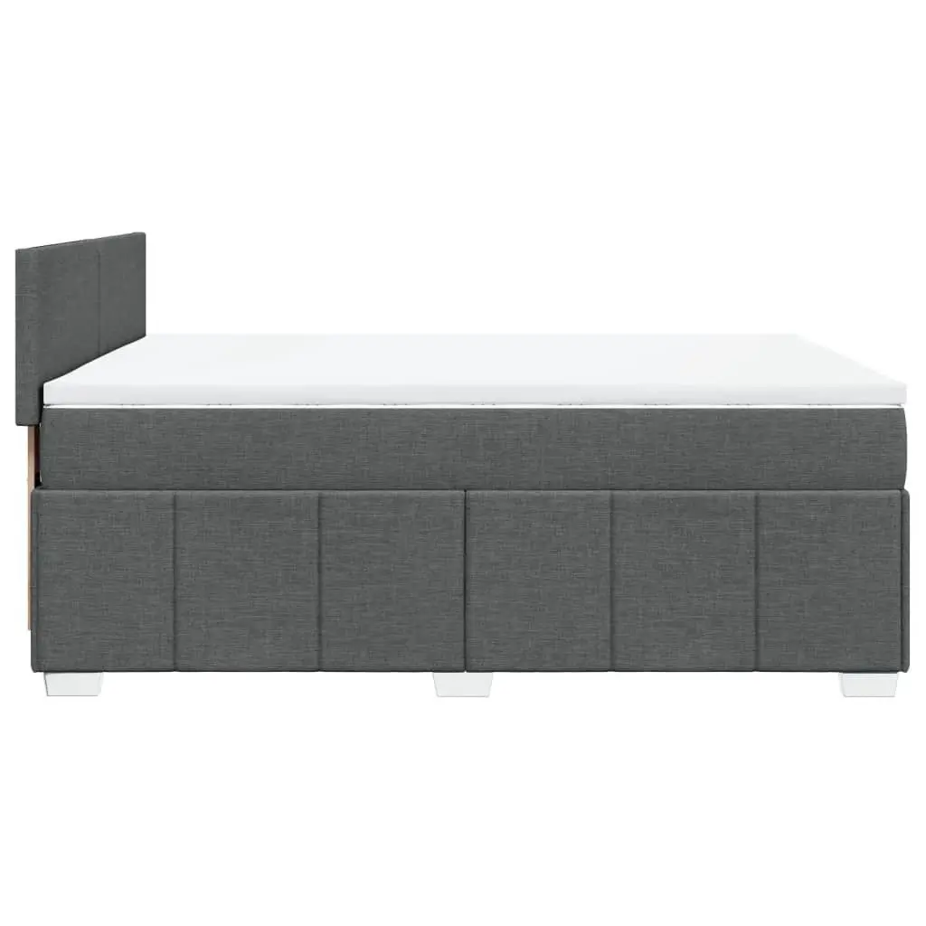 Queen Box Spring Bed with Pocket Spring Mattress LED Lights Grey Fabric Frame