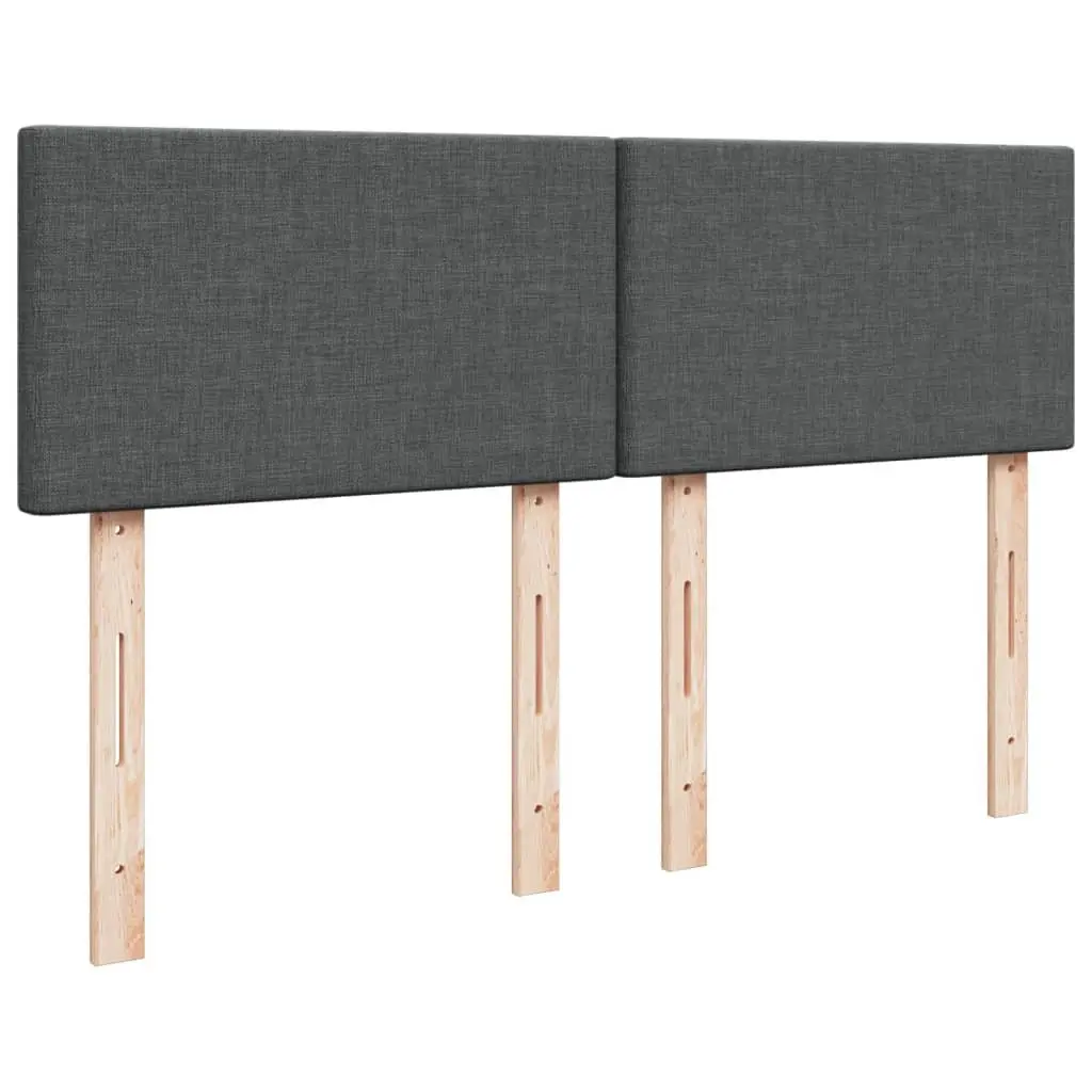 Queen Box Spring Bed with Pocket Spring Mattress LED Lights Grey Fabric Frame