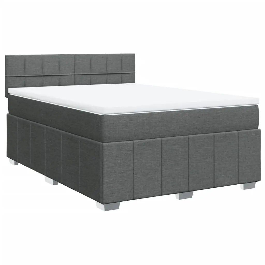 Queen Bed Frame with Grey Fabric Pocket Spring Mattress and Adjustable LED Lighting