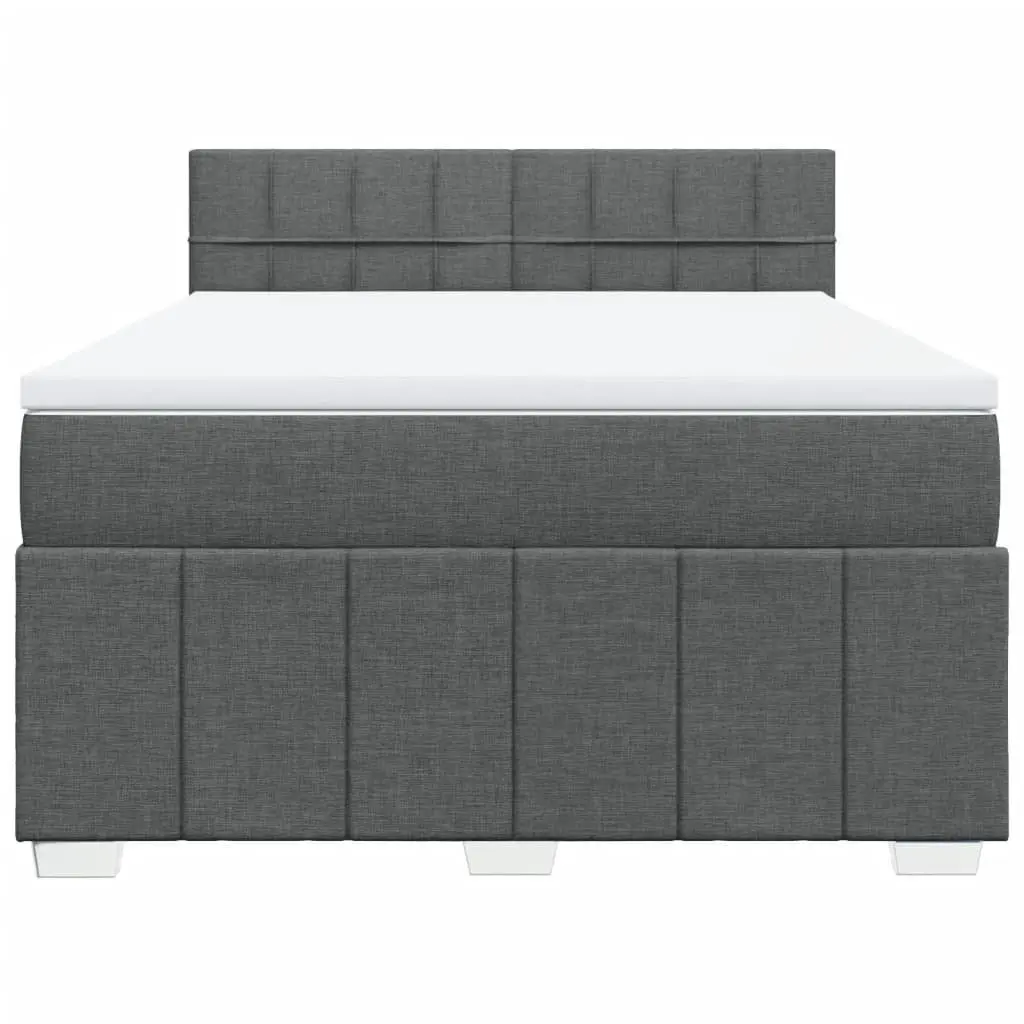 Queen Bed Frame with Grey Fabric Pocket Spring Mattress and Adjustable LED Lighting