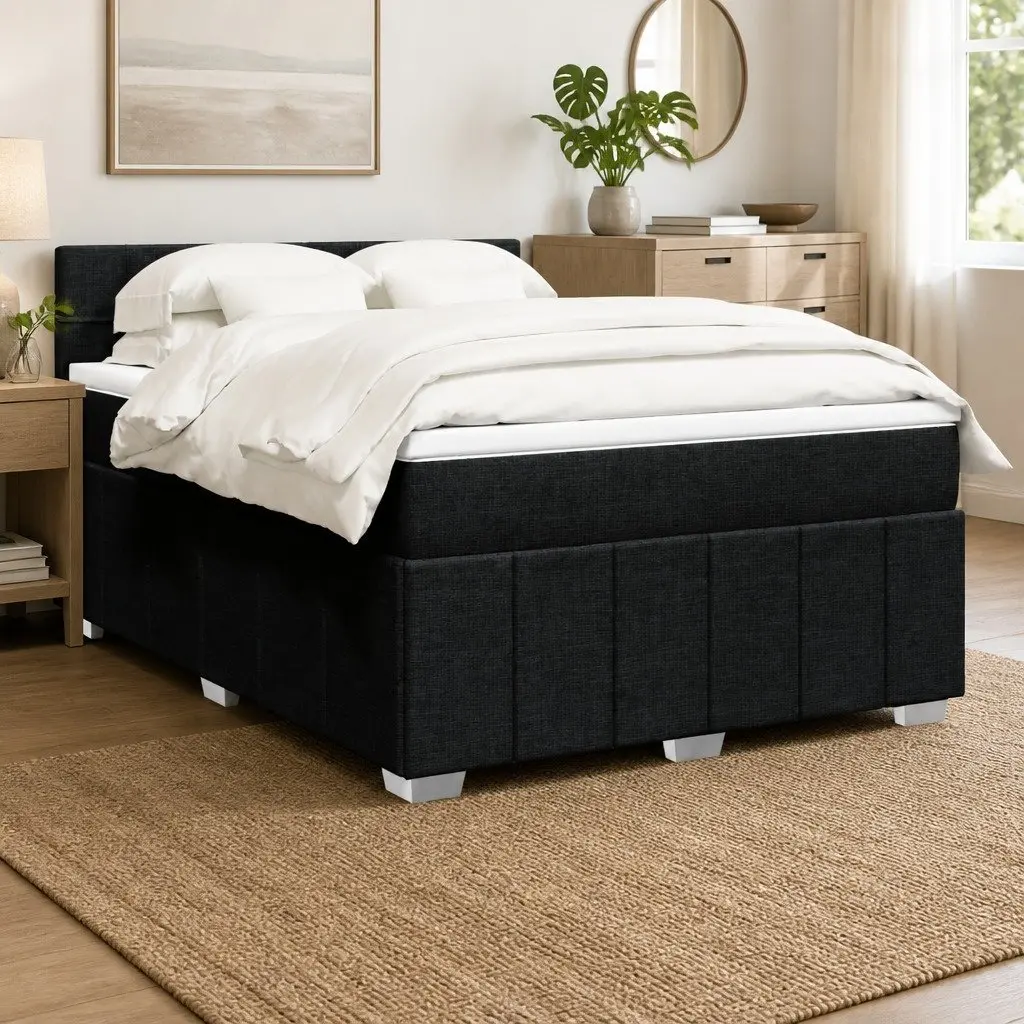 Queen Box Spring Bed with Pocket Sprung Mattress and LED Lights