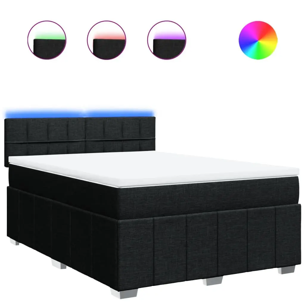 Queen Box Spring Bed with Pocket Sprung Mattress and LED Lights