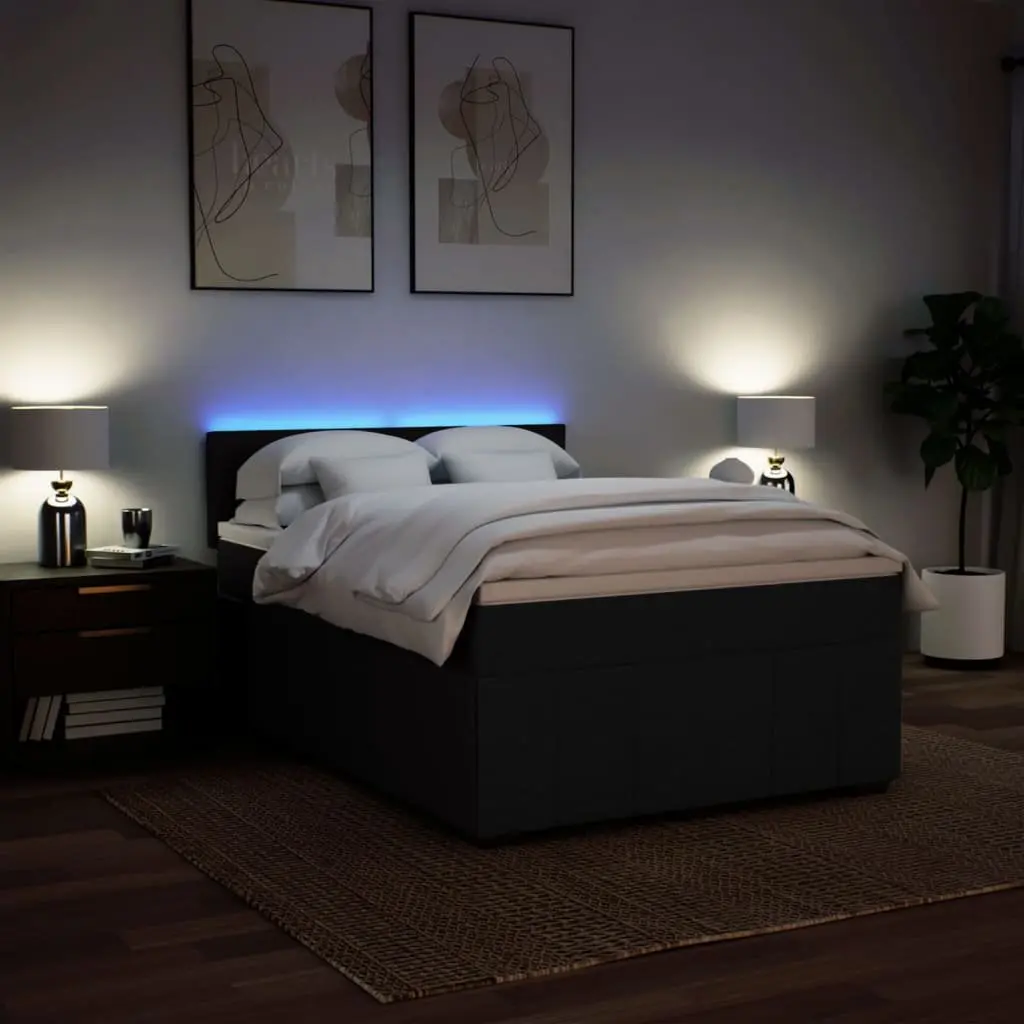Queen Box Spring Bed with Pocket Sprung Mattress and LED Lights