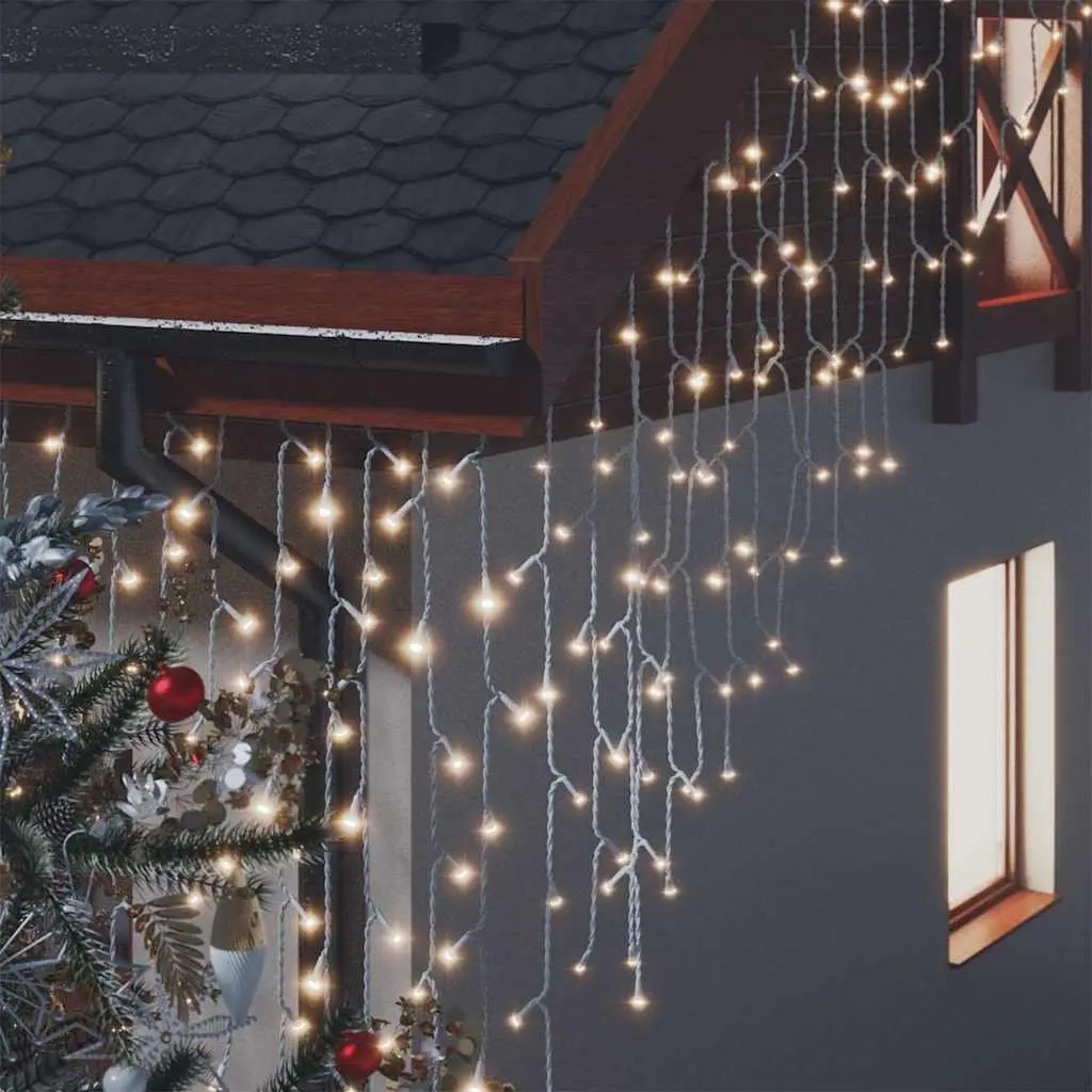 LED Curtain Icicle Lights 10m Warm White 400 LEDs
