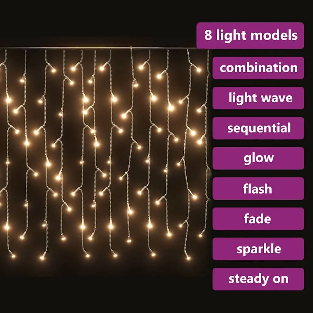 LED Curtain Icicle Lights 10m Warm White 400 LEDs