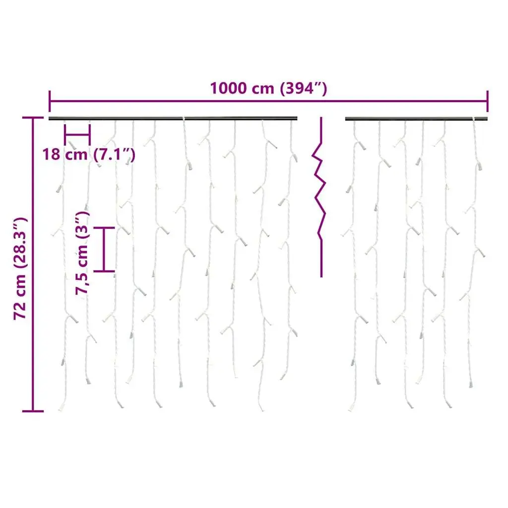 LED Curtain Icicle Lights 10m Warm White 400 LEDs