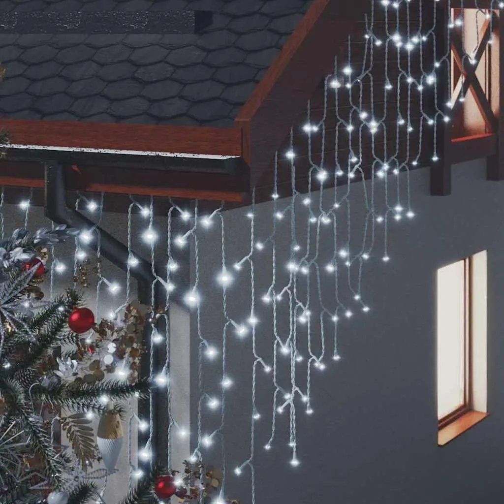 LED Curtain Icicle Lights 10m 400 Cold White