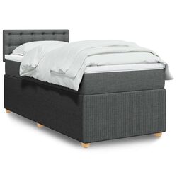 Stylish Grey Fabric Box Spring Bed with Pocket Mattress
