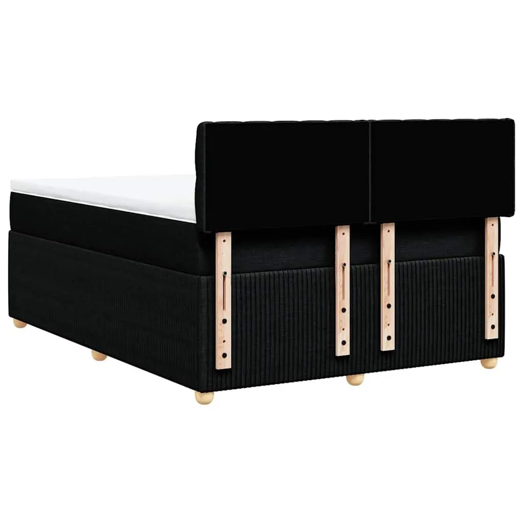 Double Box Spring Bed Pocket Spring Mattress Polyester Fabric Double Black