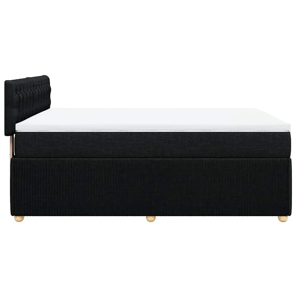 Double Box Spring Bed Pocket Spring Mattress Polyester Fabric Double Black
