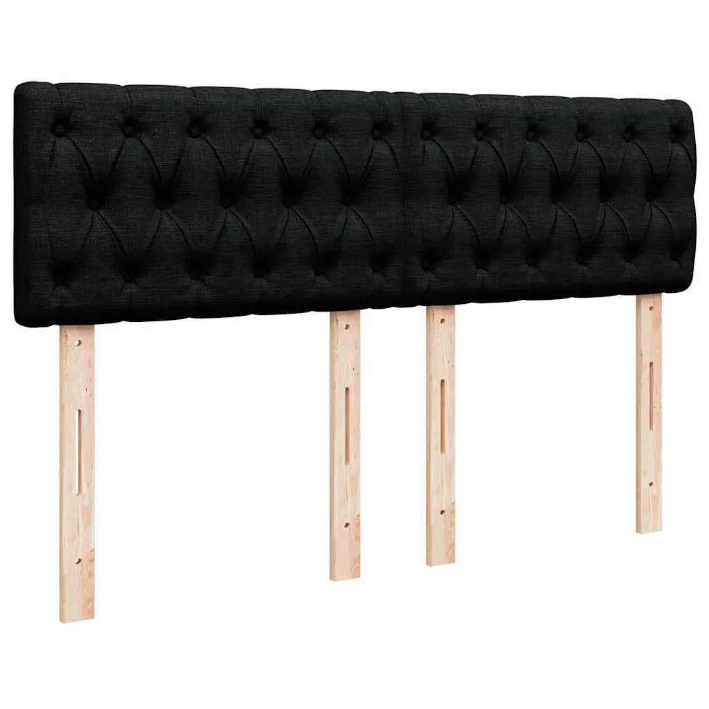 Double Box Spring Bed Pocket Spring Mattress Polyester Fabric Double Black
