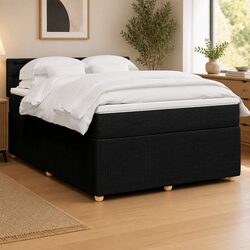 Stylish Double Box Spring Bed with Pocket Spring Mattress and LED Lights