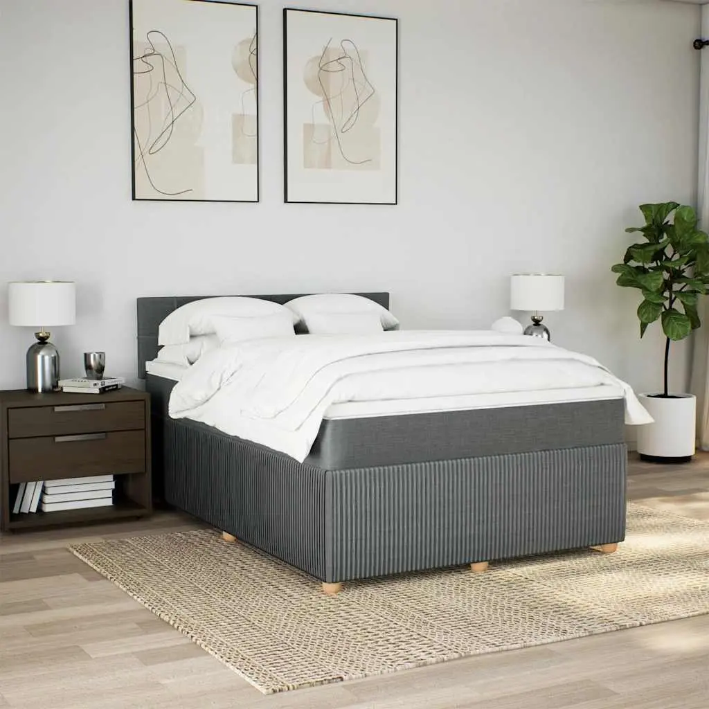 Queen Box Spring Bed with Pocket Mattress and LED Lights