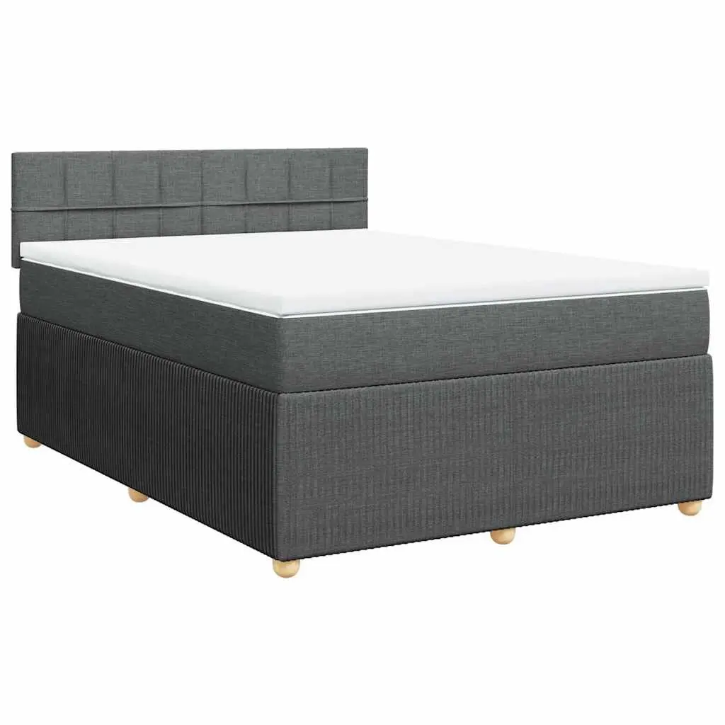 Queen Box Spring Bed with Pocket Mattress and LED Lights
