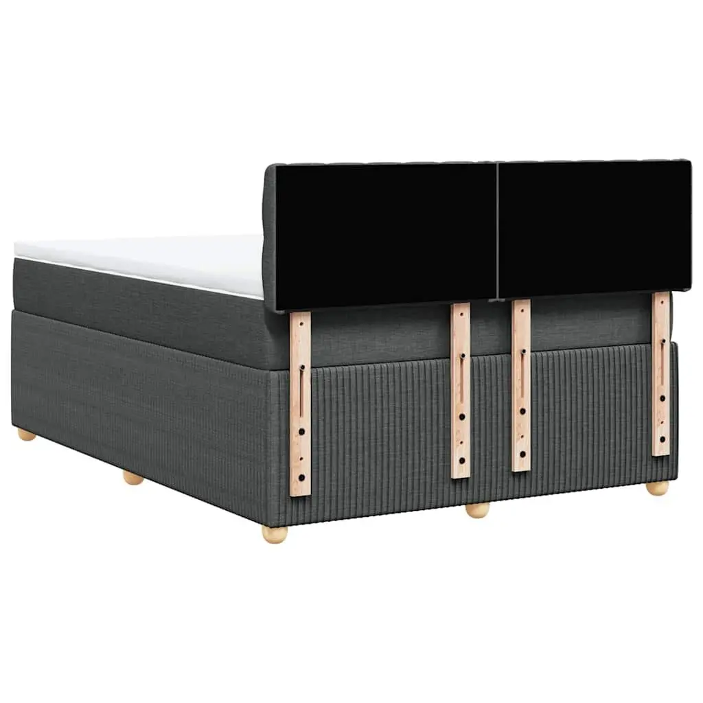 Queen Box Spring Bed Pocket Spring Mattress Grey Polyester Fabric with Adjustable LED Lights